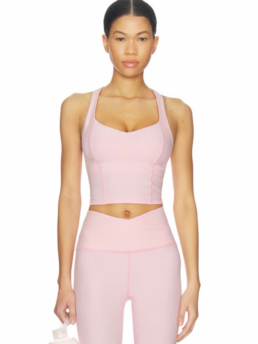 NWT Beyond Yoga Frosty Pink Set: Leggings & Intensity Racerback Cropped Tank Top - Picture 2 of 12